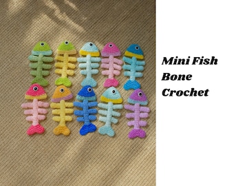Mini Fish Bone Crochet amigurumi, fish crochet download, fish bone gift crochet, sea crochet animals, crochet patterns digital design, croch