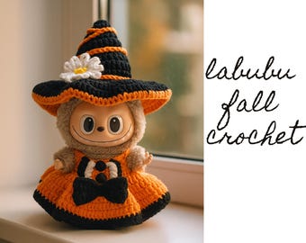 Labubu Fall Dress Crochet Pattern, clothe Digital Design, Crochet Amigurumi, Gift Crochet, Crochet Gifts, Crochet Download, Cute Toy clothes