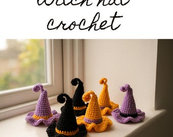 Witch Hat Crochet Pattern for Halloween, halloween Crochet Amigurumi,  witch Gift Crochet, Digital Design, Crochet Animals, Crochet Download