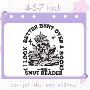 Smut Reader Embroidery File, Book tok Machine Digital Embroidery Designs, Instant Download Embroidery Patterns smut reader embroidery file
