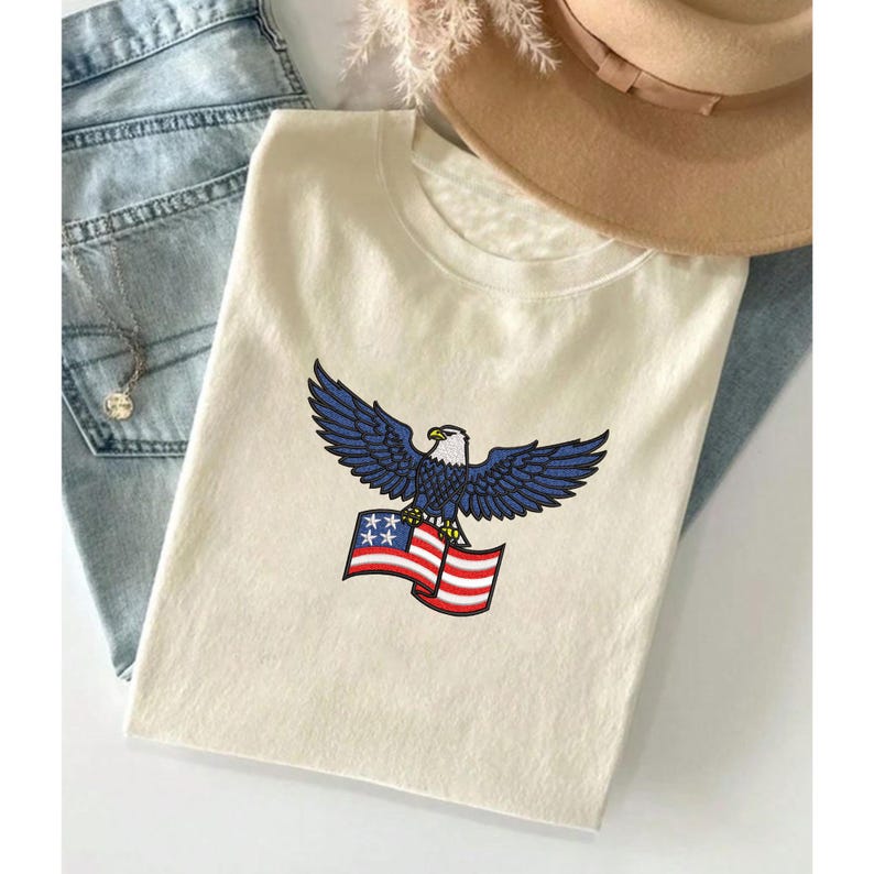 Patriotic Eagle Holding Flag Embroidery Design, American Bald Eagle ...