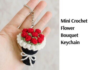 Mini Crochet Flower Bouquet Keychain Crochet amigurumi, flower crochet download, crochet bouquet gift crochet, floral crochet animals, croch