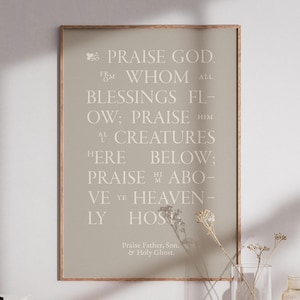Doxology Wall Art | Christian DIGITAL DOWNLOAD | Praise God From Whom All Blessings Flow | Hymn | Bible Scripture Print | Faith Home Decor