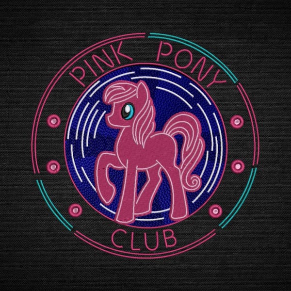 Pink Pony Club Stickdatei, Maschinenstickerei (Instant Download, mehrere Größen und Formate)