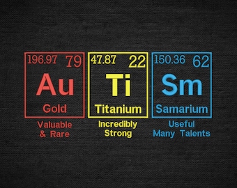 Autism Periodic Table Machine Embroidery Design (Instant Download, Multiple Sizes & Formats)