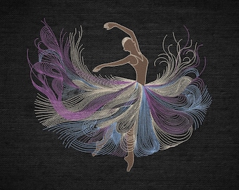 Elegant Ballerina Machine Embroidery Design (Instant Download, Multiple Sizes & Formats)