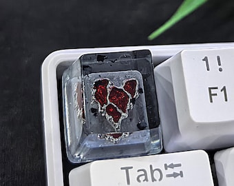 Red Broken Heart Clear Resin Switch Cover, Dark Coquette Gamer Setup Present for Cherry MX
