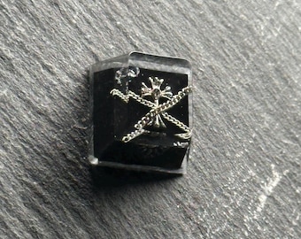 Gothic Cross Artisan Keycap, Black Silver Custom Keycap for Mechanical Keyboard