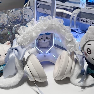 Coquette pluizige kanten hoofdbandcover, kawaii-headsetdecoratie voor Sony XM5 AirPods Max Hyper X, hoofdtelefoonaccessoires