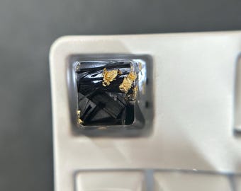 Luxury Black Gold Resin Artisan Keycap, Minimalist Mechanical Keyboard Decor, Custom Desk Setup Accessory, Elegant Gamer Setup Gift