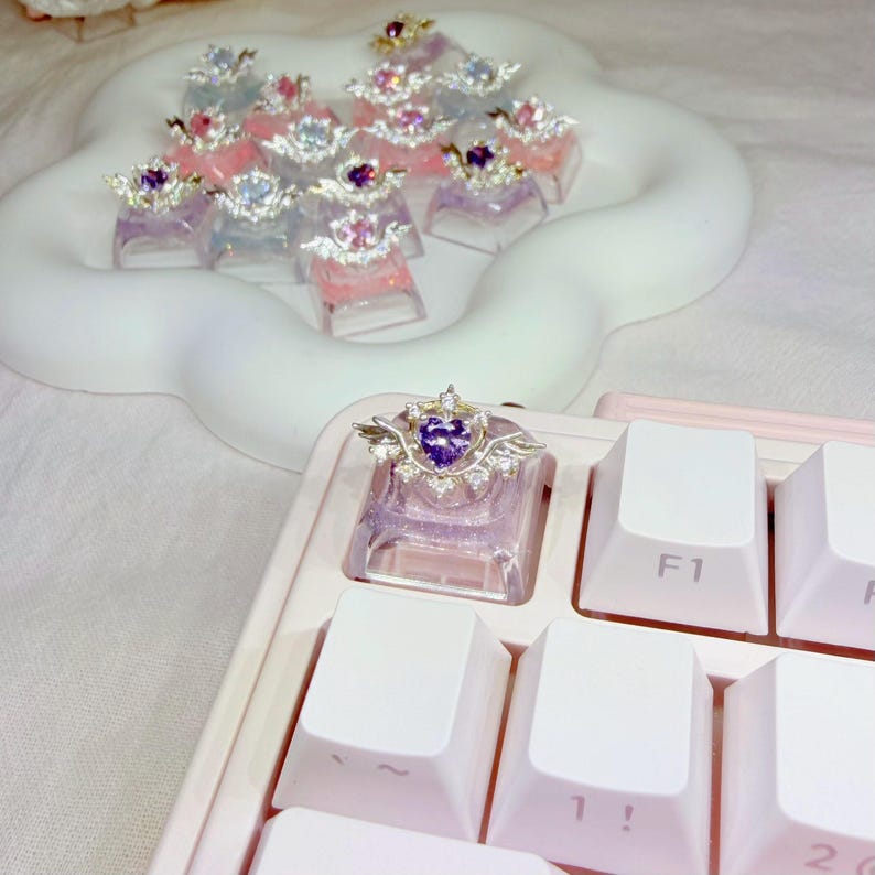 Artisan Keycap Magical Girl Winged Heart, Y2K Coquette Desk Decor Gift ...