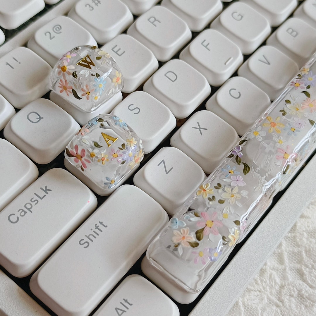 Custom Pressed Flower Resin Keycap, Botanical Mechanical Keyboard ...