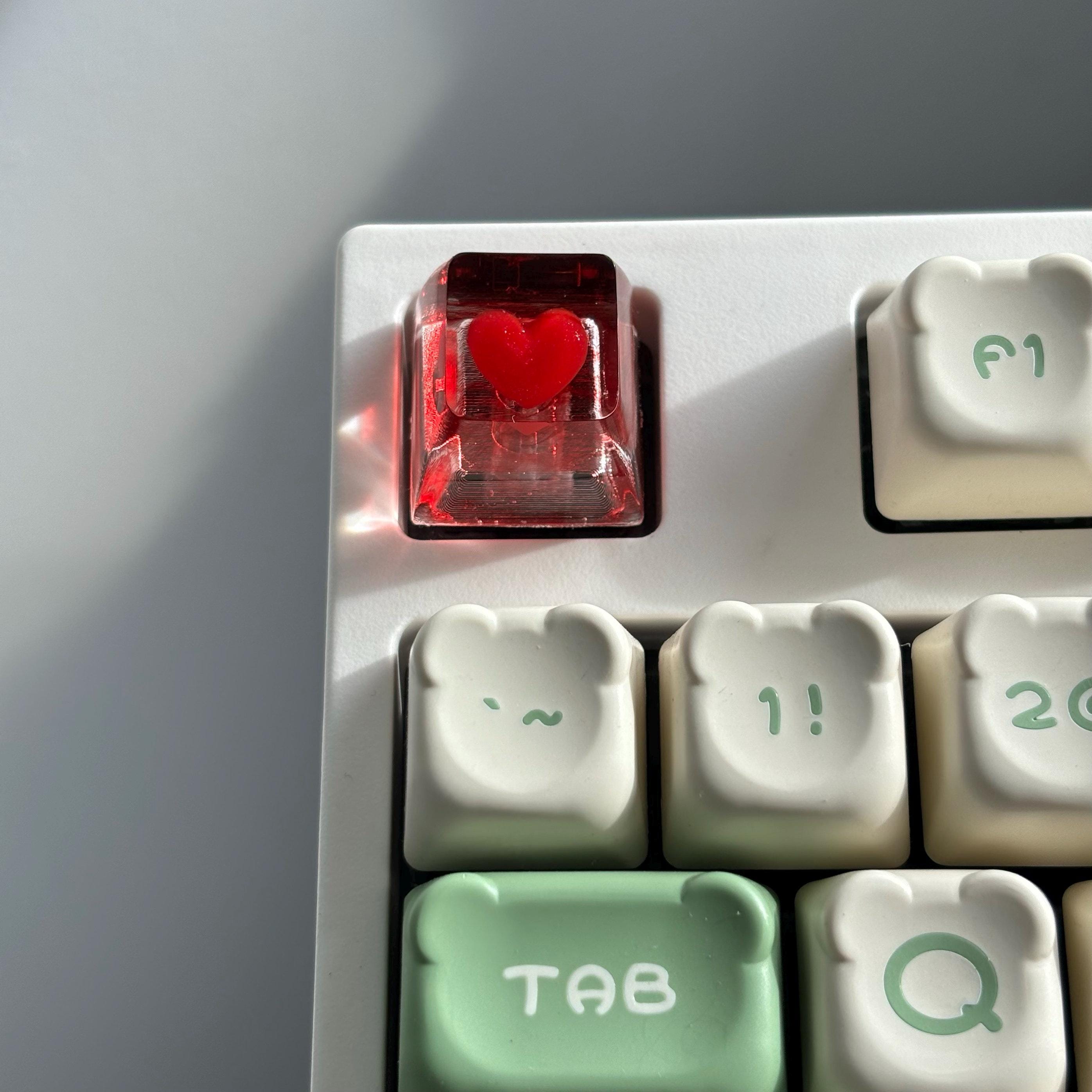 Floating Heart Artisan Keycap, Clear Resin Custom Keycap for Mechanical ...