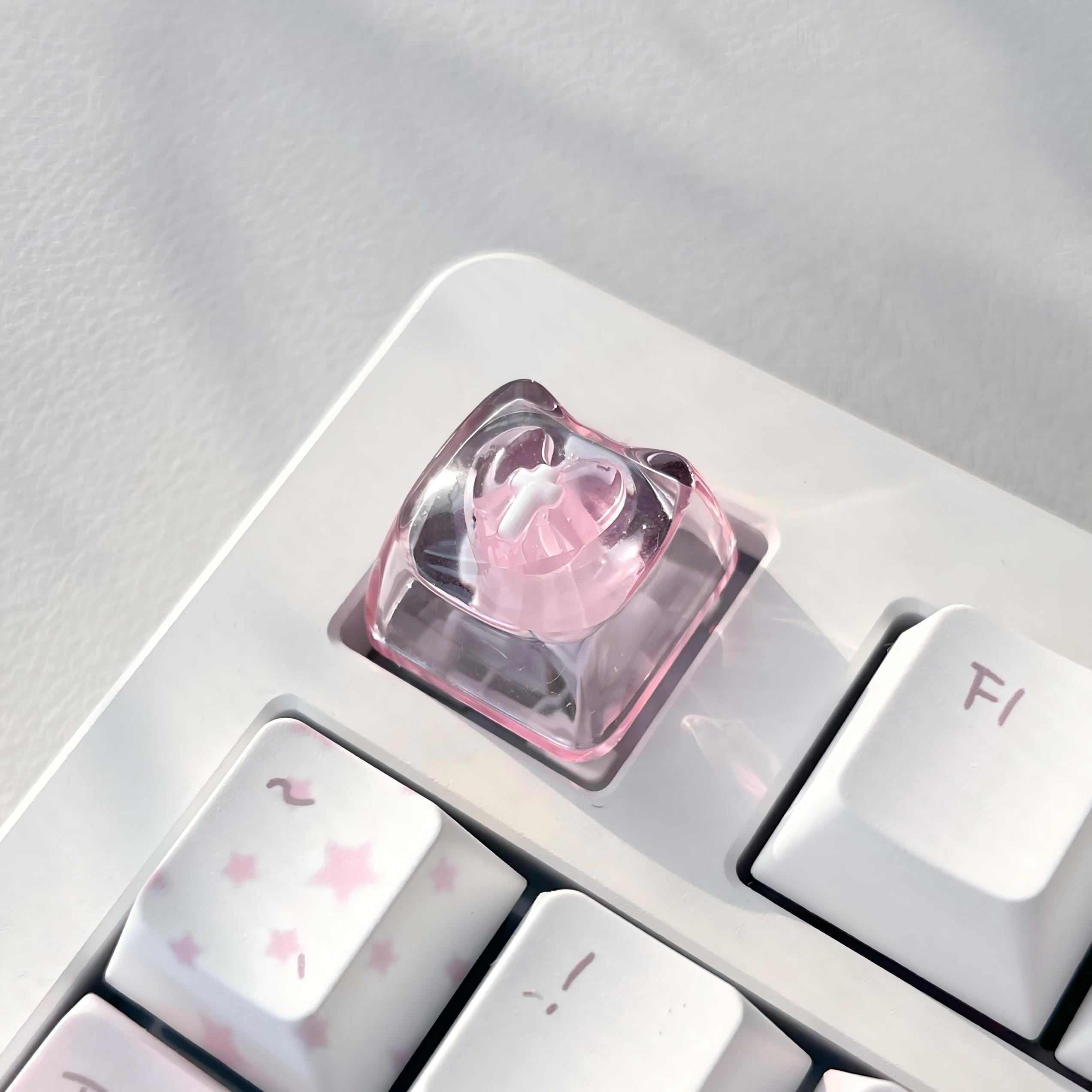 Goth Key Cap Set Pastel Goth Heart Cross Resin Artisan Keycap, Kawaii Coquette Streamer ...