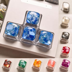 Translucent Crushed Ice WASD Replacement, Crystal Setup Aesthetics for Cherry MX