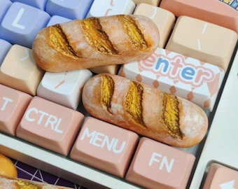 Realistisk fransk baguette hantverksmässig tangentbord, miniatyr Sub Sandwich mattangentbord för mekaniska tangentbord, Foodie skrivbordsdekoration gamerpresent