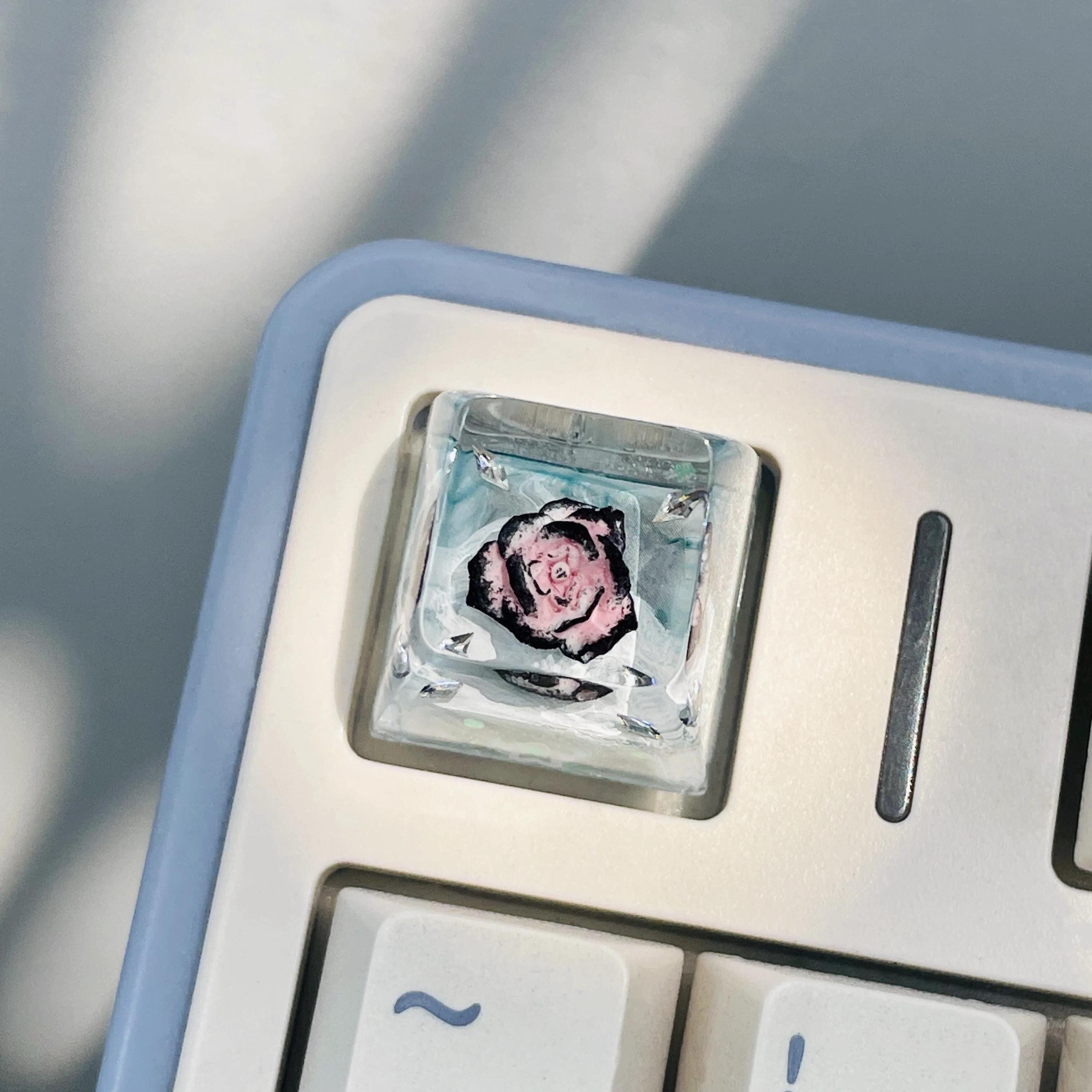 E Ink Key Cap Ink Rose Resin Artisan Keycap, Dark Coquette Setup, Goth Board ...