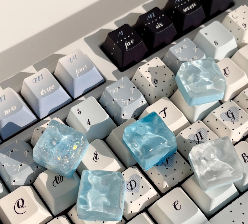 Pastel Water Ripple Resin Artisan Keycap, Kawaii Jelly Pool Keyboard ...