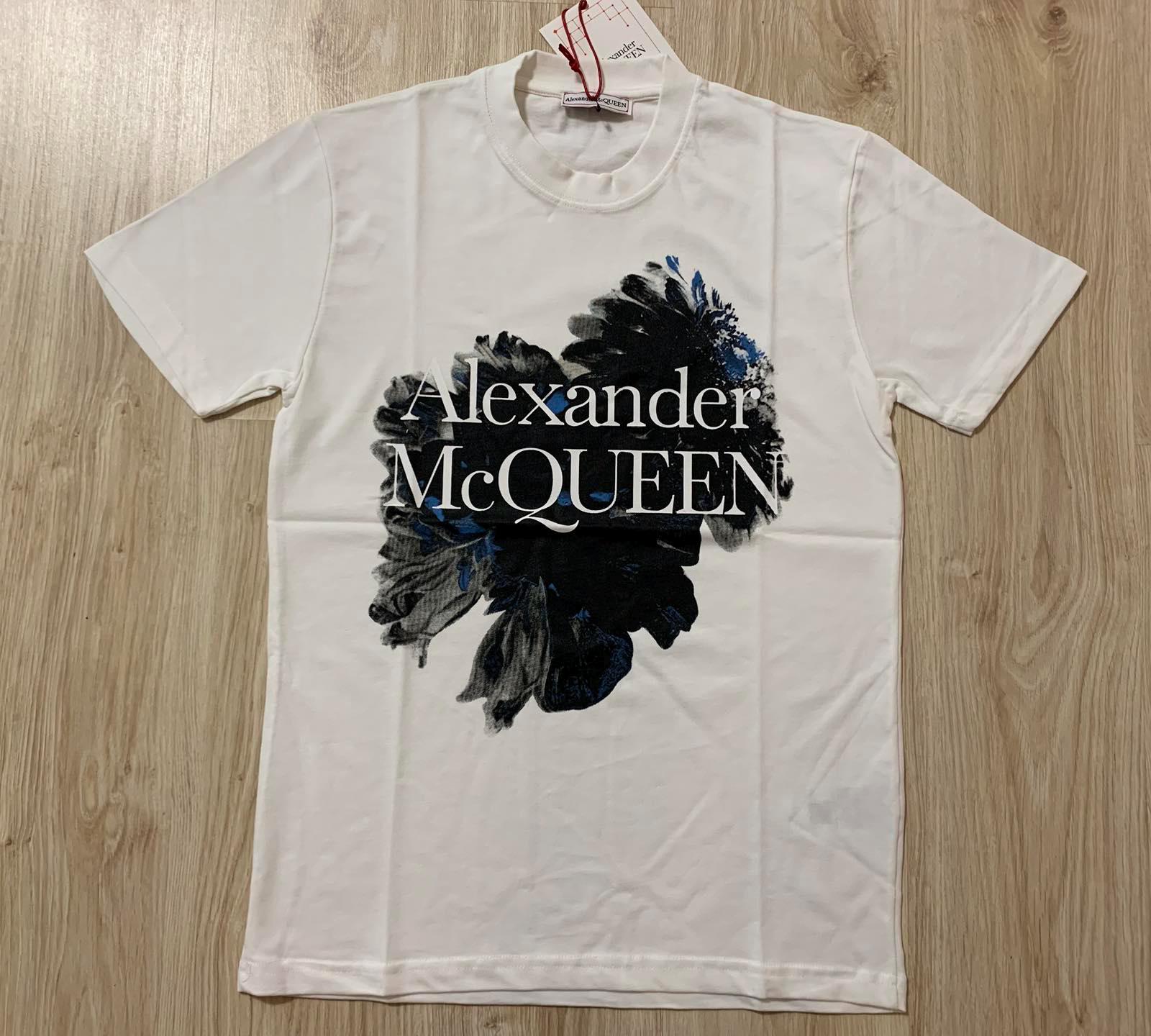 ★alexander mcqueen★ Varsity Short Sleeve T-Shirt Black Whi shirt with logo - Alexander McQueen T | Women's Clothing
