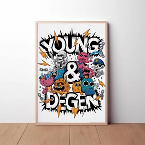 Young & Degen Street Art Poster | Urban Grunge Cartoon Wall Art | Edgy Punk Pop Illustration | Alternative Aesthetic Decor
