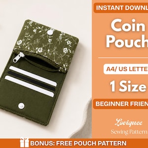 Zippered 4-Compartment Wallet PDF Sewing Pattern | Beginner DIY Coin Purse | Mini Zipper Wallet | Multi Pocket Coin Pouch (Instant Download)
