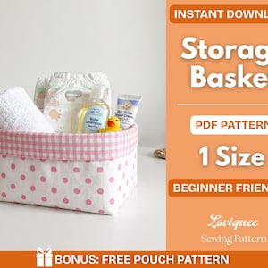 Baby Storage Basket Sewing Pattern PDF | Beginner Friendly Kids Organizer | DIY Vanity Basket Pattern | Cosmetic Caddy (Digital Download)