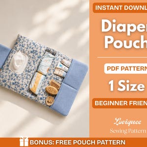 Wipes and Diaper Pouch Sewing Pattern PDF | DIY Diaper Clutch Pattern | Baby Travel Organizer | Beginner Sewing Tutorial (PDF Download)