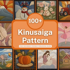 Kinusaiga-Musterpaket | Kinusaiga-Mosaikkunst aus Stoffen mit Küstenmotiven | Kinusaiga-Designs für Anfänger | Vorlage für japanische Seiden-Patchwork
