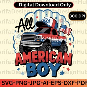 Boys 4th of July PNG, All American Boy Svg, Kids Patriotic Png, American Flag Sublimation Png, Happy 4th of July Png, Retro USA Design Png
