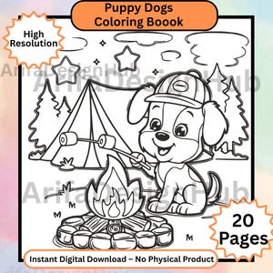 20 Cute Puppy Dogs Coloring Pages, Fun and Kids Friendly Dog Designs, Easy Dog Coloring Book For Kids Preschoolers Toddlers Coloring Book,