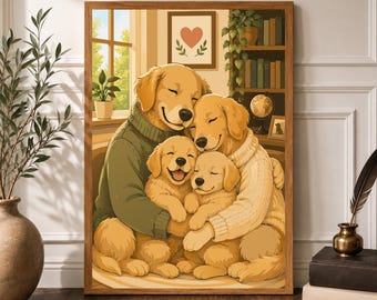Dog Wall Art Print, Dog Lover Gift, Funny Dog Poster, Quirky Animal Decor, Cozy Home Decor