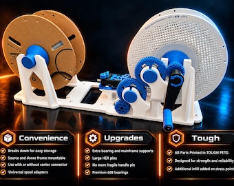 UPGRADED Universal 3D Filament Respooler/Spooler - Pre-assembled - Bambu Lab