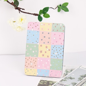 Pastel Stars Patchwork Personalized Kindle Case For Kindle 11/12th, Paperwhite 11/12th, Paperwhite 2024, Colorsoft| Auto Wake/Sleep Function