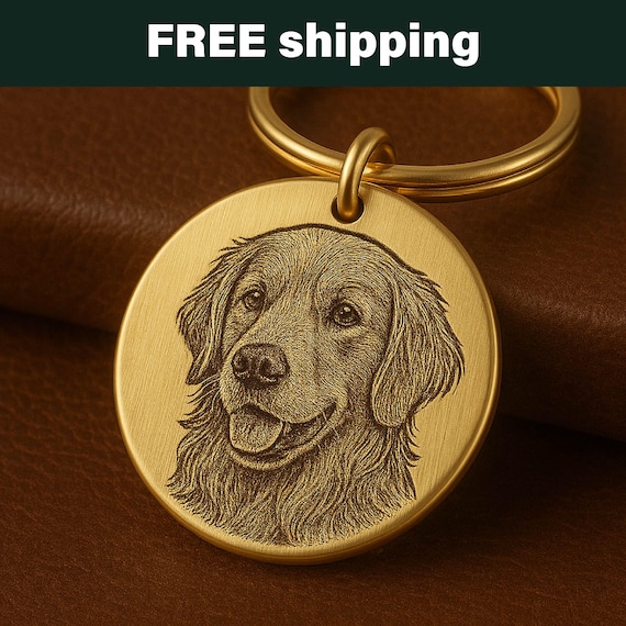 Personalized Pet Photo Keychain Custom Pet Portrait Keychain Dog Remembrance Pet Loss Gifts for Dog Lovers Personalized Pet Memorial Gift