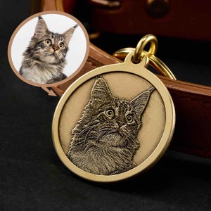Personalized Cat Portrait Keychain Custom Pet Photo Keychain Dog Loss Gift Personalized Pet Memorial Gift Pet Remembrance for Cat Lovers
