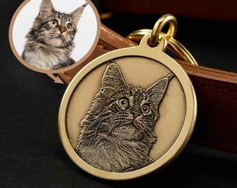 Personalized Cat Portrait Keychain, Custom Cat Photo Keychain, Cat Lover Gift, Custom Pet Portrait Gift, Pet Keepsake for Cat Lovers