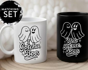 Halloween Couples Gift – Retro Ghost Coffee Mug Set Ceramic