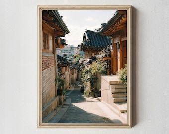 Korean Hanok Village Print | Seoul Street Photography, Cultural Home Decor