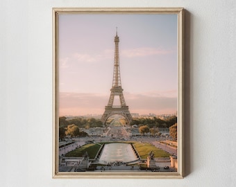 Eiffel Tower Sunset Print, Romantic Paris Photography, Fine Art