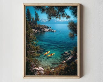 Stampa artistica da parete del lago Tahoe, fotografia di paesaggi con acque cristalline