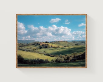 Impresión de paisaje de la Toscana: Fotografía de las ondulantes colinas italianas