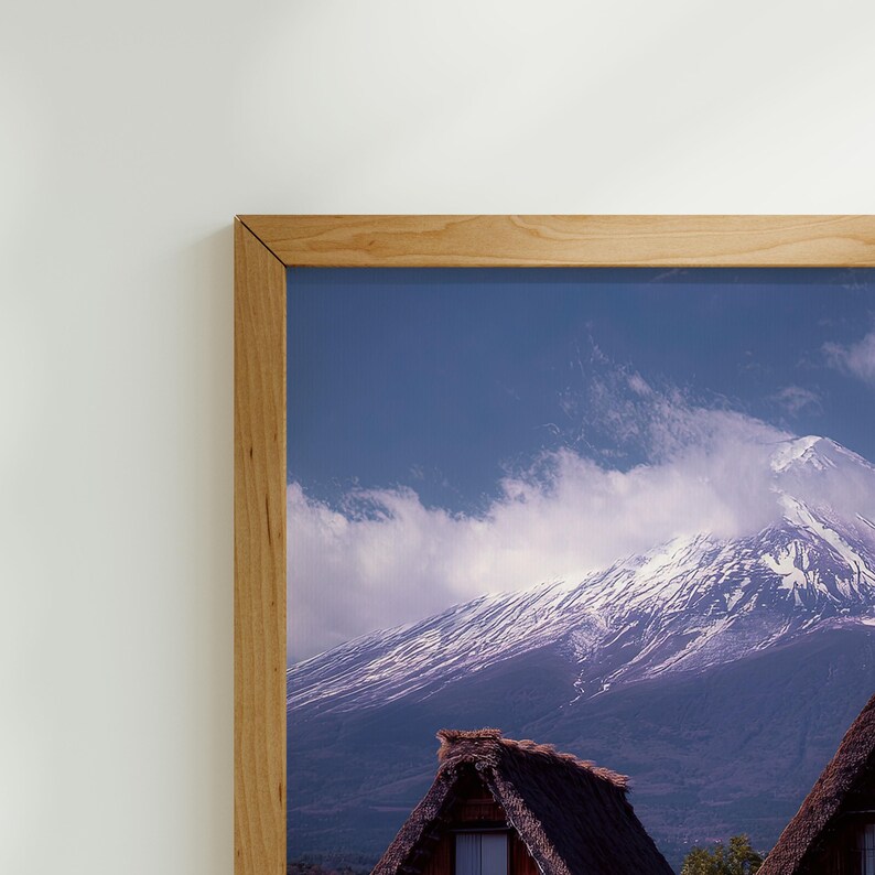 Lámina artística del Monte Fuji, pueblo japonés, paisaje de arrozales imagen 5