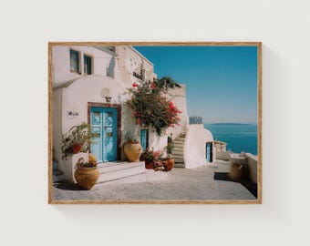 Impresión de Santorini, Grecia: Arquitectura encalada, arte isleño mediterráneo