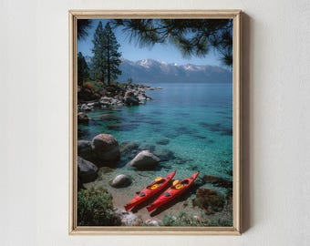 Stampa artistica da parete del lago Tahoe, fotografia di paesaggi con acque cristalline