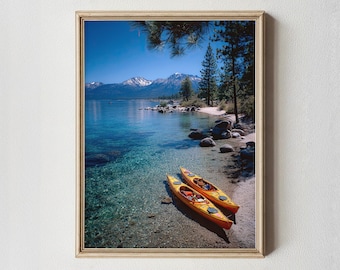 Stampa artistica da parete del lago Tahoe, fotografia di paesaggi acquatici turchesi