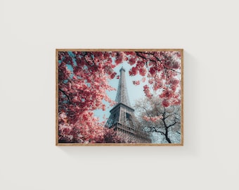 Eiffel Tower Print: Cherry Blossom Spring in Paris Photography