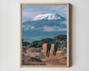 Elephant and Kilimanjaro African Safari Print | Wildlife Photography