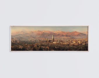 Lámina panorámica de Santiago de Chile para pared, póster de acuarela del horizonte de la Cordillera de los Andes, decoración de Sudamérica