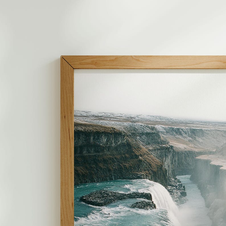 Impressão da Cachoeira Gullfoss, Fotografia de Paisagem da Islândia, Decoração de Água Azul imagem 5
