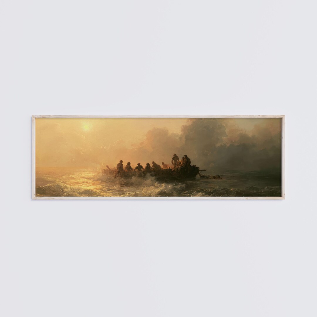 Shipwreck Raft Print | Romantic Seascape Oil Painting, Maritime Sunrise ...